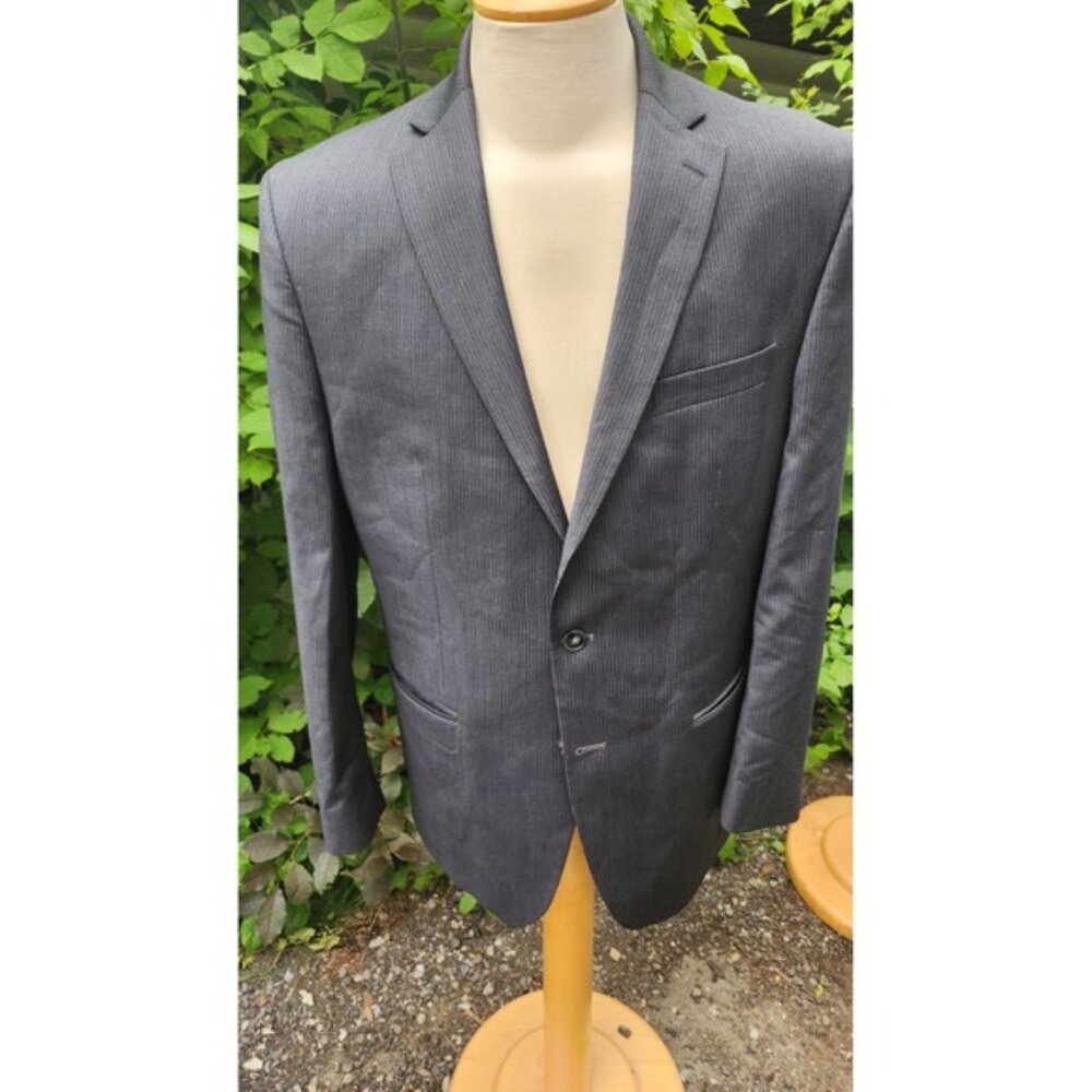 Calvin Klein Men's 42R Gray Pinstripe 100% Wool Blazer Business Suit Jacket - Picture 5 of 12